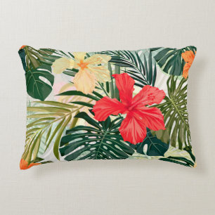 Hawaiianische tropische Pflanze, farbenfrohe Blume Dekokissen