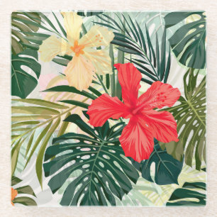 Hawaiianische tropische Pflanze, farbenfrohe Blume Glasuntersetzer