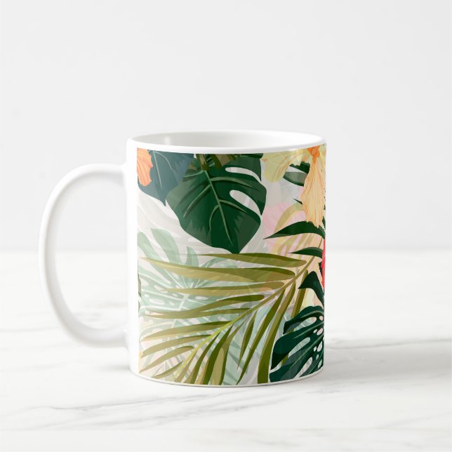 Hawaiianische tropische Pflanze, farbenfrohe Blume Kaffeetasse (Links)