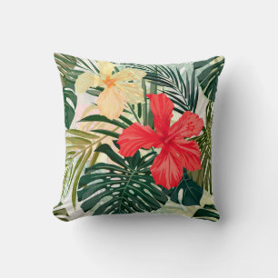 Hawaiianische tropische Pflanze, farbenfrohe Blume Kissen