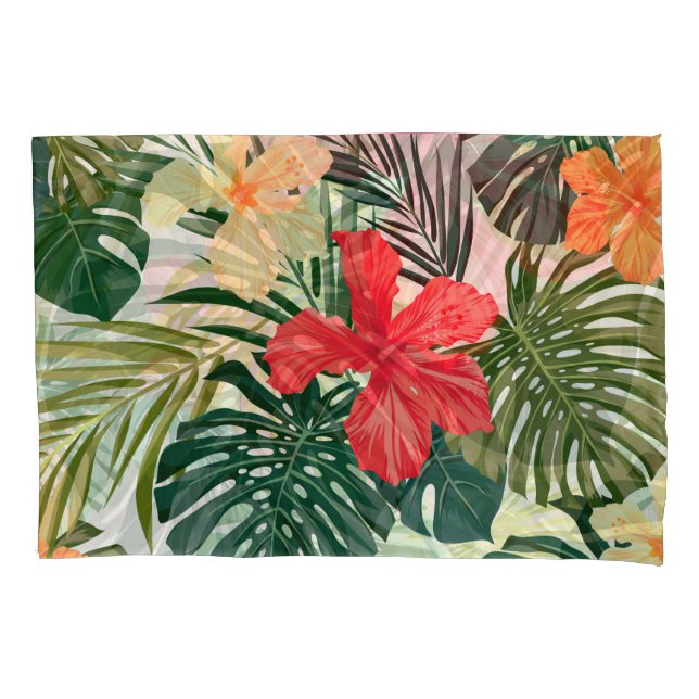 Hawaiianische tropische Pflanze, farbenfrohe Blume Kissenbezug (Vorderseite)