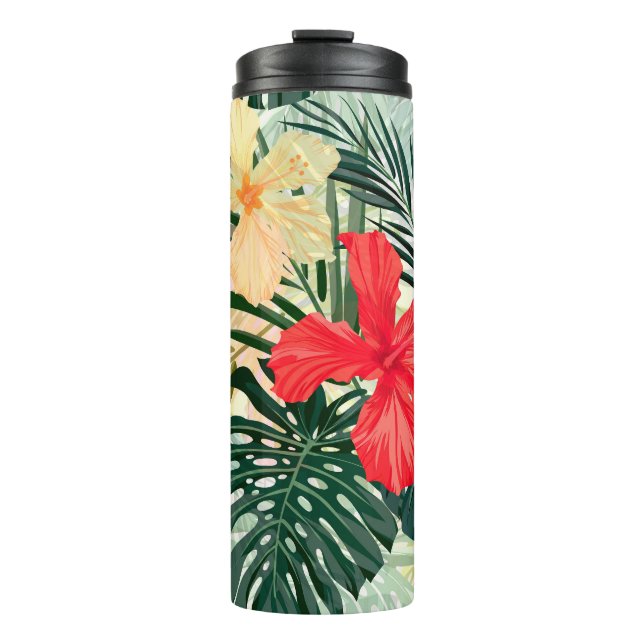 Hawaiianische tropische Pflanze, farbenfrohe Blume Thermosbecher (Vorderseite)
