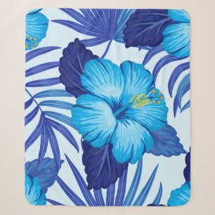 Hawaiianische tropische Pflanze, Hibiskus Muster. Sherpadecke