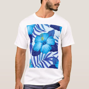Hawaiianische tropische Pflanzen, Hibiskus-Muster. T-Shirt