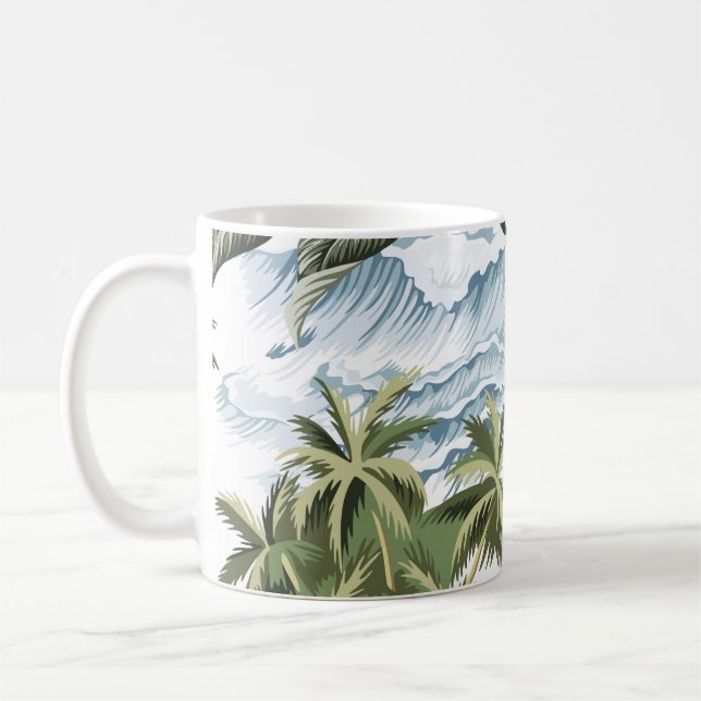 Hawaiianische Vintage Insel, Palme, Schiff, rosa  Kaffeetasse (Links)