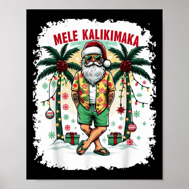 Hawaiianische Weihnachten im Juli Mele Kalikimaka  Poster (Vorne)