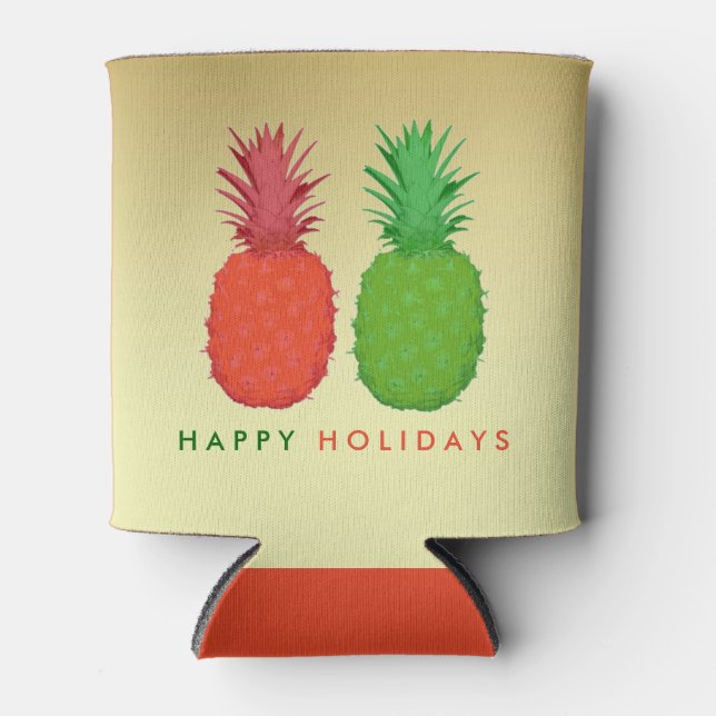 Hawaiianische Weihnachten in Gold und Ananas Dosenkühler (Vorderseite)