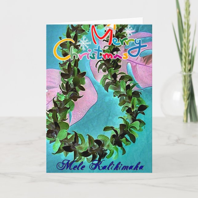 Hawaiianische Weihnachtslei-Karte Feiertagskarte (Vorderseite)