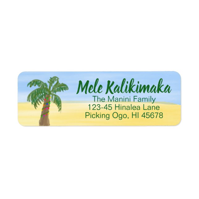Hawaiianische Weihnachtsrücksendeadresse Etikett W (Vorne)