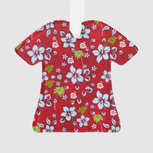 Hawaiianische Weihnachtszeit Aloha Shirt Print 2 Ornament