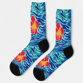 Hawaiianische Wellen und Blume Surfsocken Socken