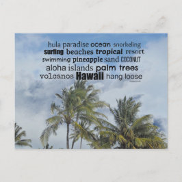 Hawaiianische Word Collage Postkarte
