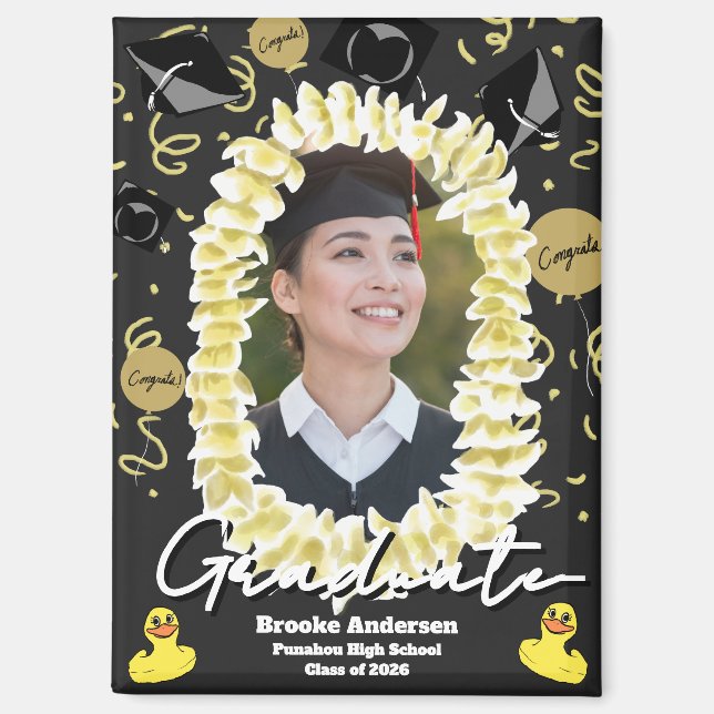 Hawaiianischer Abschluss-Plumeria-Lei-Konfetti-Fot Magnet (Vorderseite)