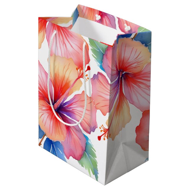 hawaiianischer Druck Mittlere Geschenktüte (Rückseite Schrägansicht)