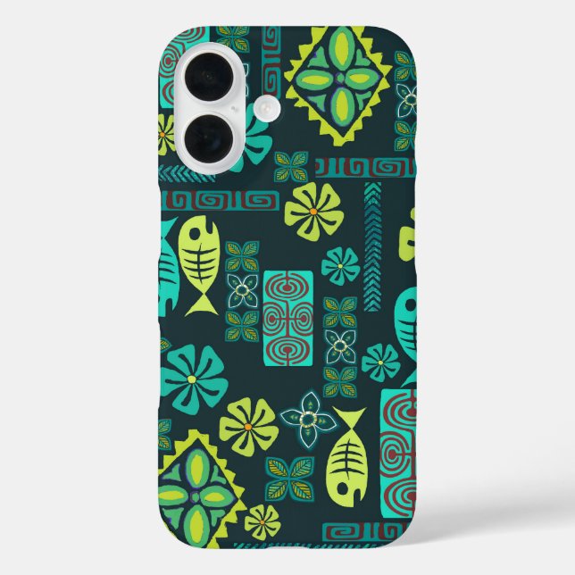 Hawaiianischer Fisch und Blume Icons Phone Case (Rückseite)