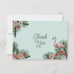 Hawaiianischer Flamingo & Hibiscus Türkis Danke