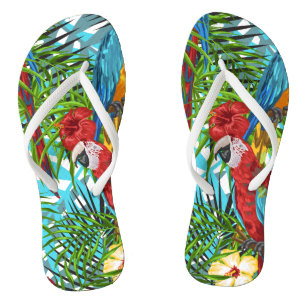 Hawaiianischer Gründschungel Tropisches Blatt und  Flip Flops