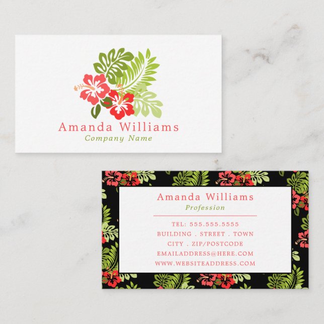 Hawaiianischer Hibiskus-Design, floral Visitenkarte (Vorne/Hinten)