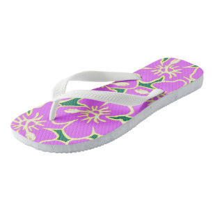 Hawaiianischer Hibiskus Luau Pink Tropische Blume Flip Flops