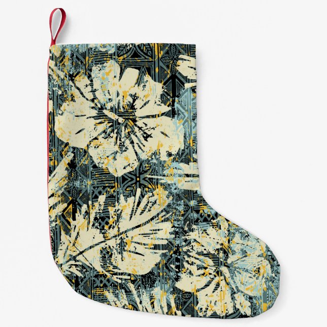 Hawaiianischer Hibiskus mit Stamm-Backgro Kleiner Weihnachtsstrumpf (Vorderseite)