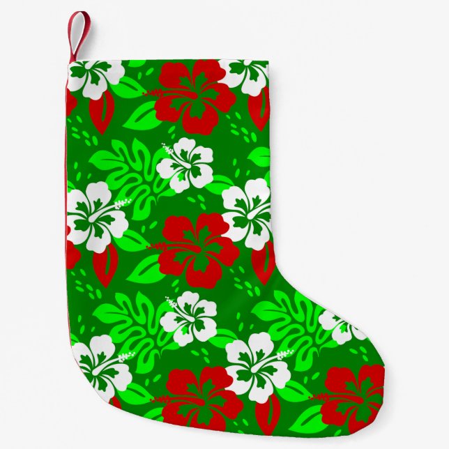 hawaiianischer Hibiskus mit tropischer Blüte Kleiner Weihnachtsstrumpf (Vorderseite)