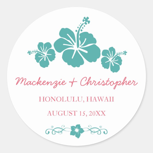 Hawaiianischer Hibiskus Runder Aufkleber (Vorderseite)