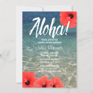 Hawaiianischer Hibiskus Tropical Beach Brautparty Einladung