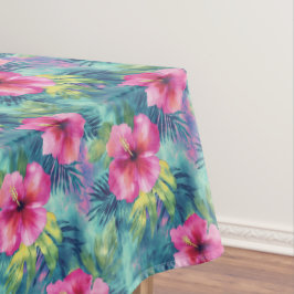 Hawaiianischer Hibiskus und Ferne Regenwald Tischdecke