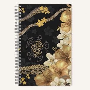 Hawaiianischer Hibiskus und Tapa Fusion Notebook Notizbuch