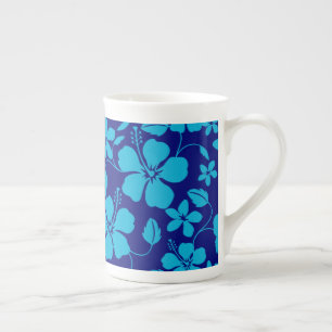 HAWAIIANISCHER HULA (HIBISKUS) DUNKEL-/HELLBLAU PROZELLANTASSE