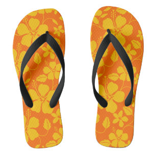 HAWAIIANISCHER HULA (HIBISKUS) ORANGE MIX FLIP FLOPS