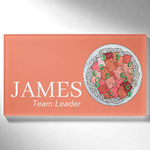Hawaiianischer Lachs Poké Poke Bowl Seafood Food Namenschild