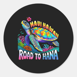 Hawaiianischer Maui Hawaii Schildkröte Urlaubsgrup Runder Aufkleber