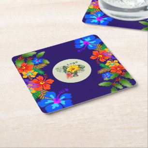 Hawaiianischer Party-Template-Logo-Untersetzer Rechteckiger Pappuntersetzer