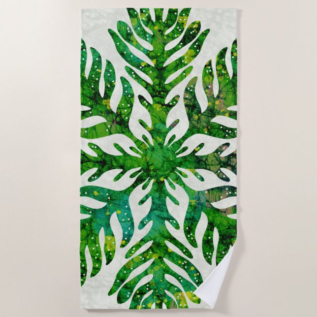 Hawaiianischer Quiltefarn Strandtuch (Vorderseite)