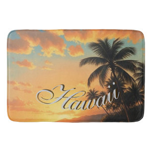 Hawaiianischer Reiseküsten-Sonnenuntergang im Vint Badematte