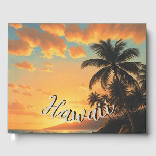 Hawaiianischer Reiseküsten-Sonnenuntergang im Vint Gästebuch