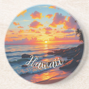 Hawaiianischer Reiseküsten-Sonnenuntergang im Vint Getränkeuntersetzer
