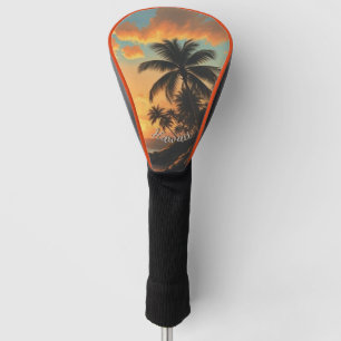 Hawaiianischer Reiseküsten-Sonnenuntergang im Vint Golf Headcover
