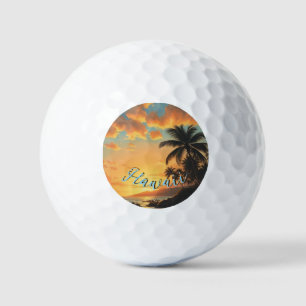 Hawaiianischer Reiseküsten-Sonnenuntergang im Vint Golfball