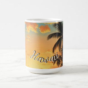Hawaiianischer Reiseküsten-Sonnenuntergang im Vint Kaffeetasse