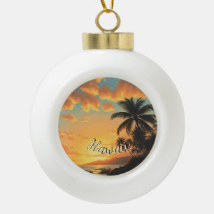 Hawaiianischer Reiseküsten-Sonnenuntergang im Vint Keramik Kugel-Ornament
