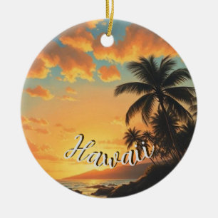 Hawaiianischer Reiseküsten-Sonnenuntergang im Vint Keramik Ornament