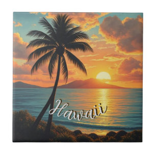 Hawaiianischer Reiseküstenmeer-Sonnenuntergang im  Fliese