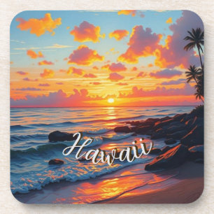 Hawaiianischer Reiseküstenmeer-Sonnenuntergang im Getränkeuntersetzer