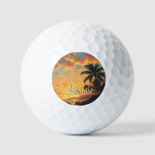 Hawaiianischer Reiseküstenmeer-Sonnenuntergang im  Golfball
