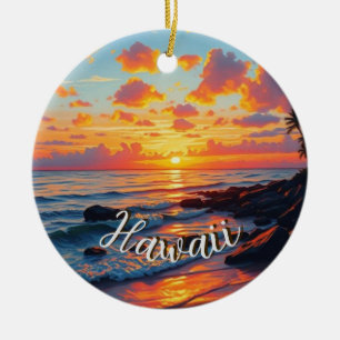 Hawaiianischer Reiseküstenmeer-Sonnenuntergang im Keramik Ornament