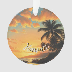 Hawaiianischer Reiseküstenmeer-Sonnenuntergang im Ornament