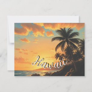 Hawaiianischer Reiseküstenmeer-Sonnenuntergang im  Postkarte