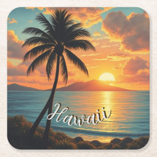 Hawaiianischer Reiseküstenmeer-Sonnenuntergang im  Rechteckiger Pappuntersetzer